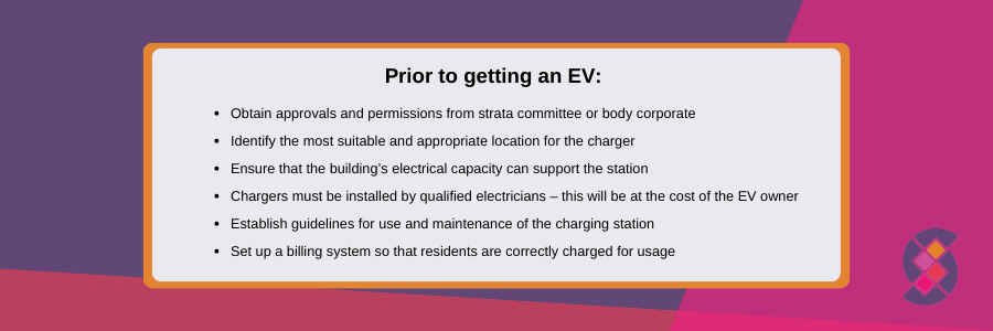 Electric Vehicle (EV) Charging in Strata Buildings Cover - Priort to getting an EV Infographic 2